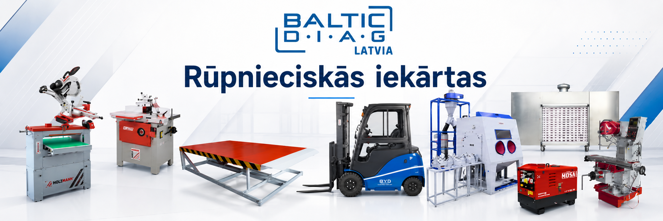 Rūpnieciskās iekārtas uzņēmumiem — metālapstrādes, kokapstrādes, noliktavu, krāsošanas un ģeneratoru aprīkojums